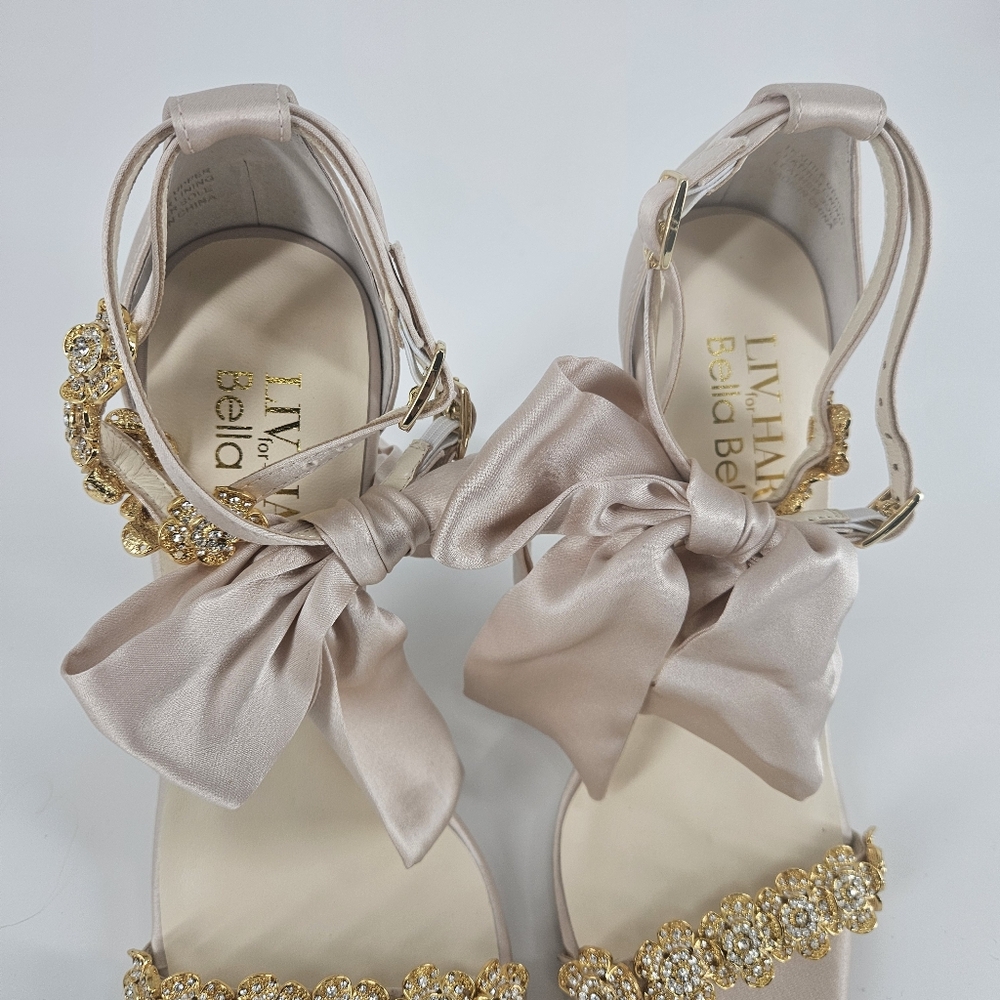 Bella Belle Blush Pink Mariee Wedding/Evening Pink Heels Shoes With Bows - Picture 4 of 15